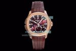 GR Factory Swiss Replica Patek Philippe Aquanaut Travel Time 5164A Watch Brown Dial and Rubber Strap